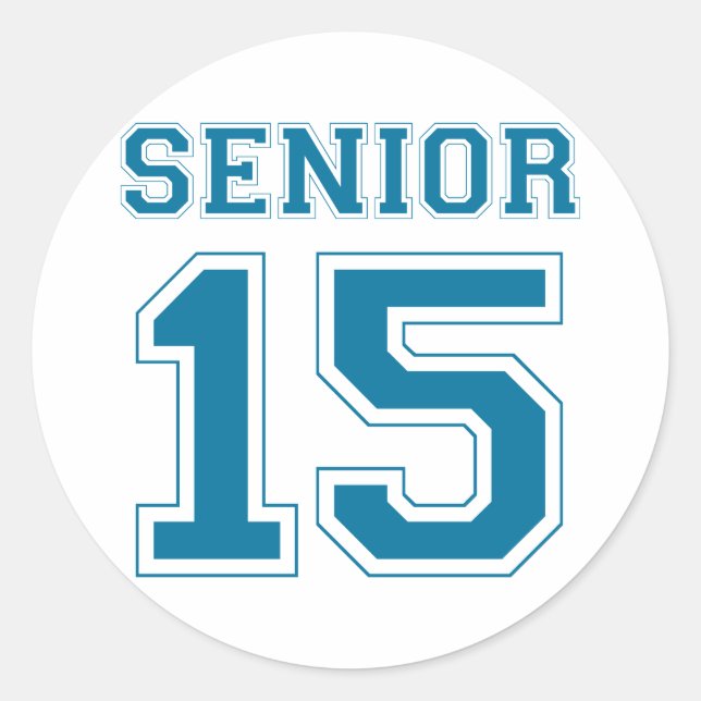 Senior 2015 - Blue Classic Round Sticker (Front)