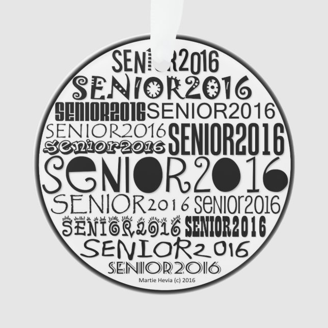 Senior 2016 Round - Rearview Mirror Ornament (Front)