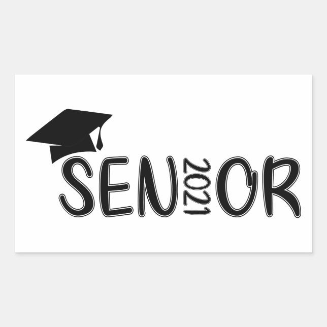 Senior 2021 Graduation, Class of 2021, Senior 2021 Rectangular Sticker (Front)
