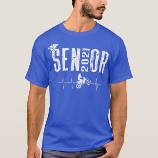Senior 2021 Motocross Heartbeat  Dirt Bike Retro T-Shirt