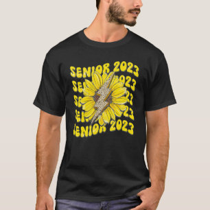Senior 2023 Boho Sunflower Lightning Bolt Class Of T-Shirt