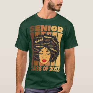 Senior 2023 Class Black Smart Afro Melanin African T-Shirt