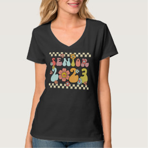Senior 2023 High school Graduation Groovy Retro Fl T-Shirt