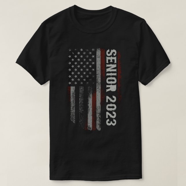  Senior 2023 Usa American Flag Graduation Gift T-Shirt (Design Front)