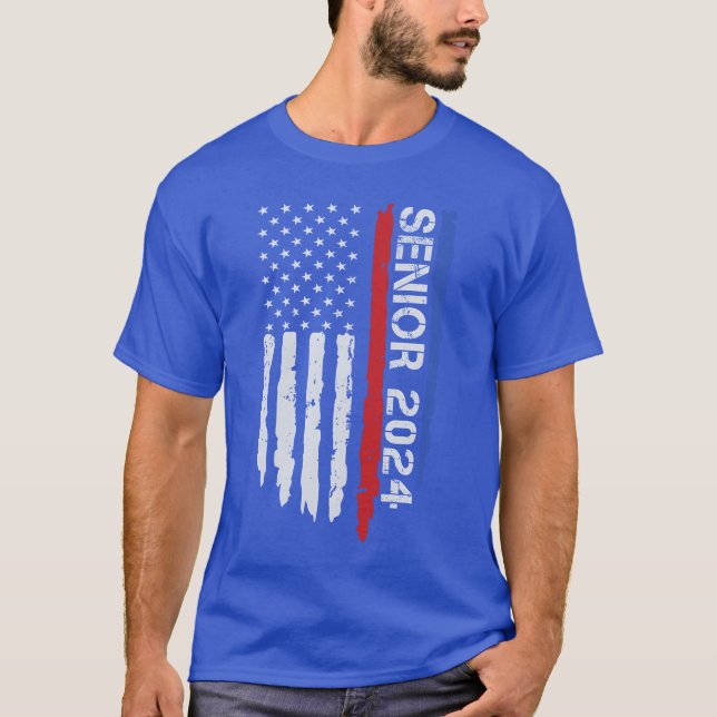 Senior 2024 American Flag Graduation Class Of 2024 T-Shirt (Front)