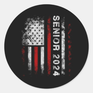Senior 2024 American Flag Usa Graduation Class Of Classic Round Sticker