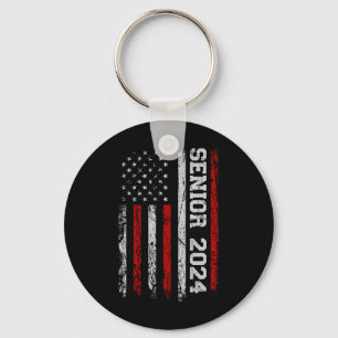 Senior 2024 American Flag Usa Graduation Class Of  Key Ring