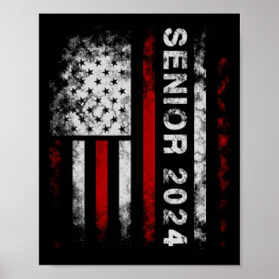 Senior 2024 American Flag Usa Graduation Class Of  Poster