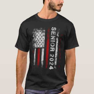 Senior 2024 American Flag Usa Graduation Class Of T-Shirt