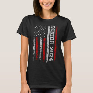 Senior 2024 American Flag Usa Graduation Class Of  T-Shirt