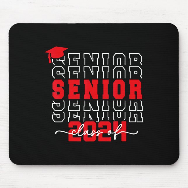 Senior 2024 Class Of 2024 Back To School Graduatio Mouse Mat (Front)
