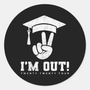 Senior 2024 Class Of 2024 Graduation Graduate Men  Classic Round Sticker