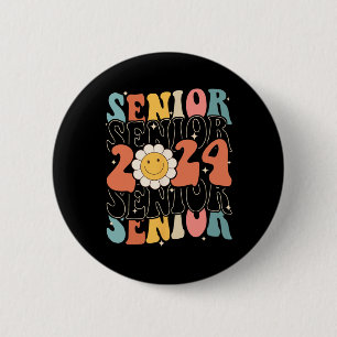 Senior 2024 Class Of 2024 Retro Groovy Seniors Gra 6 Cm Round Badge