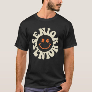 Senior 2024 Class Of 24 Hippie Retro Groovy Face G T-Shirt