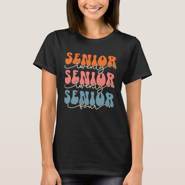 Senior 2024 Class Of 24 Retro Groovy Graduation Co T-Shirt (Front)