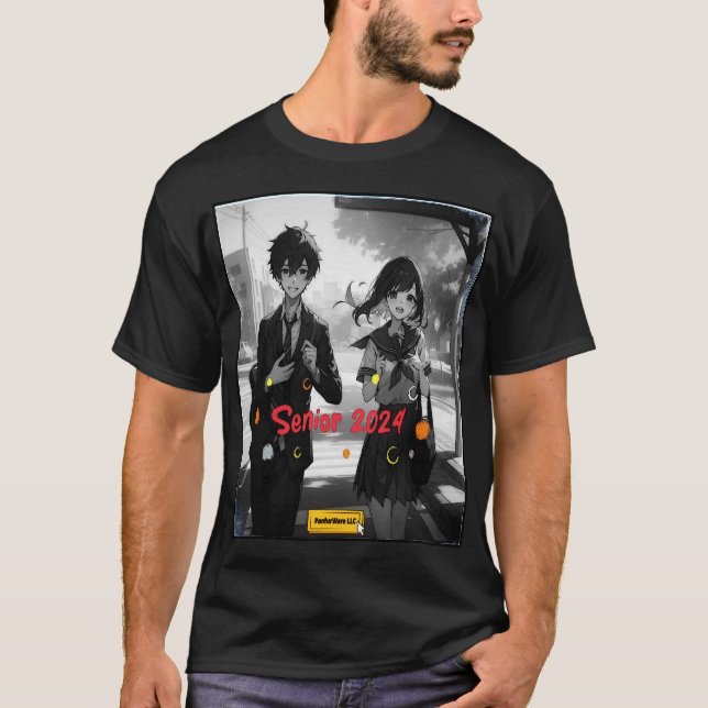 Senior 2024 Counterfeit Anime Aesthetic T-Shirt (Front)