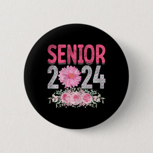 Senior 2024 Flower Graduation Class Of 2024 Women 6 Cm Round Badge