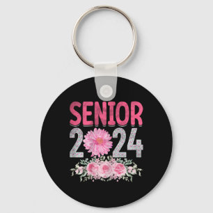 Senior 2024 Flower Graduation Class Of 2024 Women Key Ring