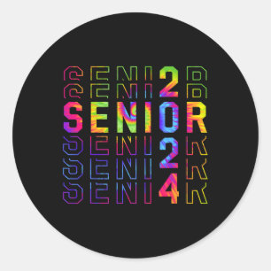 Senior 2024 Funny Tie-dye Class Of 2024 Graduation Classic Round Sticker