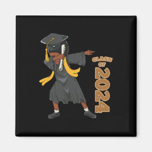 Senior 2024 Graduation African Black Girl Dabbing Magnet