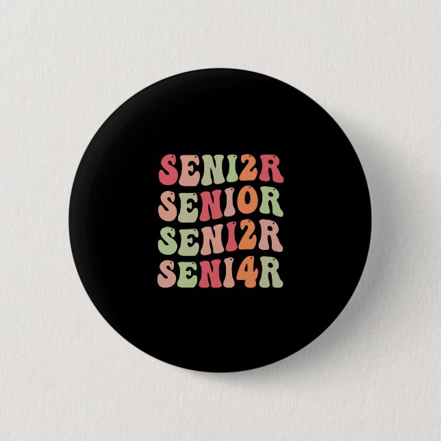 Senior 2024 Groovy Back to School Class 2024 6 Cm Round Badge (Front)