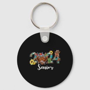 Senior 2024 Highland Cow Western Graduation Class Key Ring