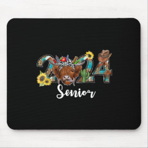Senior 2024 Highland Cow Western Graduation Class Mouse Mat