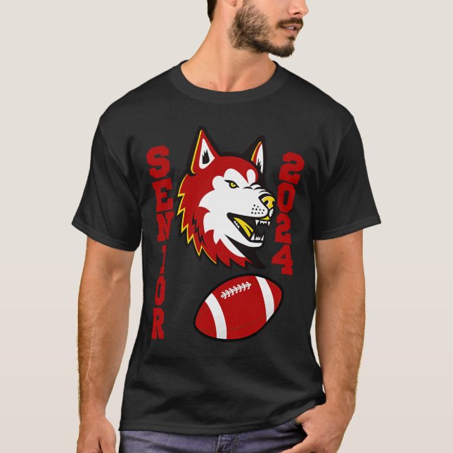 Senior 2024 Husky and Football T-Shirt (Front)