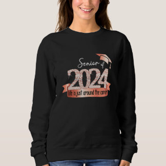 Senior 2024 I Motivational Quote Rose Black Party Sweatshirt
