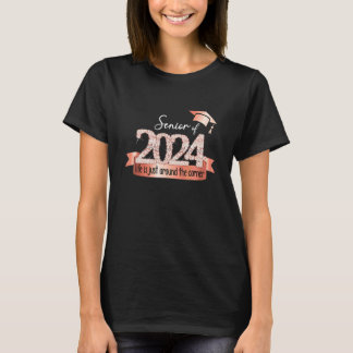 Senior 2024 I Motivational Quote Rose Black Party T-Shirt