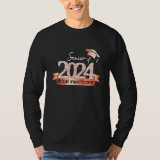 Senior 2024 I Motivational Quote Rose Black Party T-Shirt