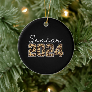 senior 2024 leopard ceramic tree decoration