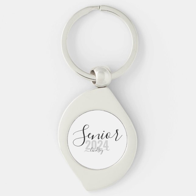 Senior 2024 Personalised Name Graduation Metal Key Ring (Front)