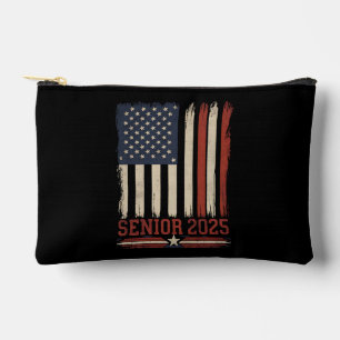 Senior 2025 American Flag USA Graduation Class Of Accessory Pouch