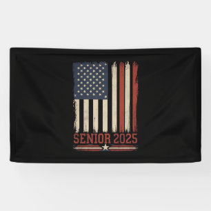 Senior 2025 American Flag USA Graduation Class Of Banner