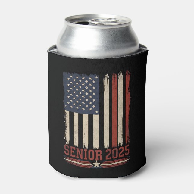 Senior 2025 American Flag USA Graduation Class Of Can Cooler (Can Front)