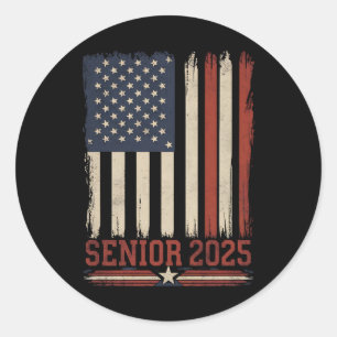 Senior 2025 American Flag USA Graduation Class Of Classic Round Sticker