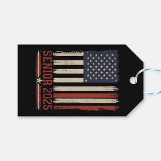 Senior 2025 American Flag USA Graduation Class Of Gift Tags