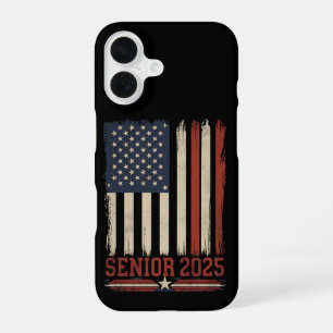 Senior 2025 American Flag USA Graduation Class Of iPhone 16 Case