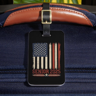 Senior 2025 American Flag USA Graduation Class Of Luggage Tag