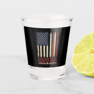 Senior 2025 American Flag USA Graduation Class Of Shot Glass