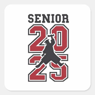 Senior 2025 Basketball Graduate Sport Square Sticker