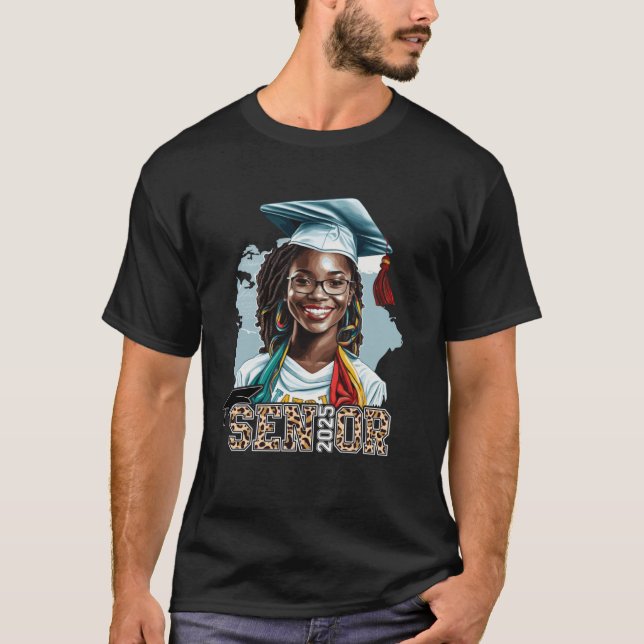 Senior 2025 Black Girl Graduation Class of 2025 Le T-Shirt (Front)