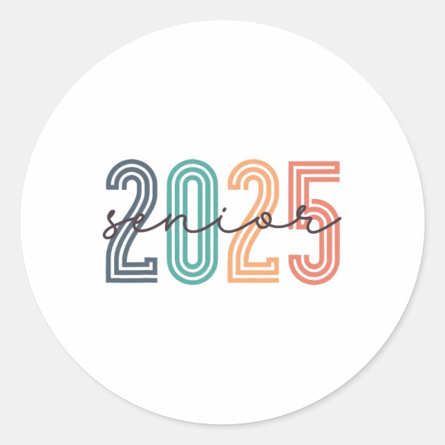 Senior 2025 Cl Of 2025 Ck To School Retro Graduati Classic Round Sticker (Front)
