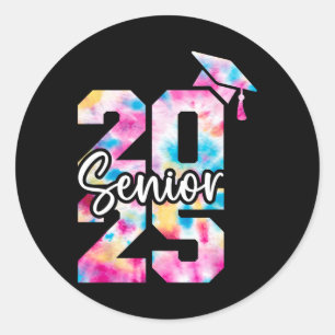 Senior 2025 Cl Of 2025 Tie Dye College High School Classic Round Sticker