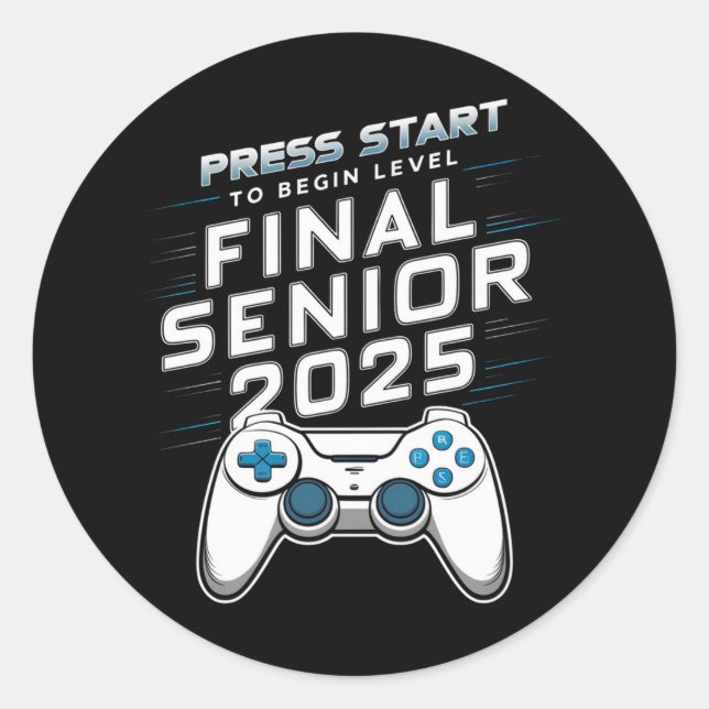 Senior 2025 Class of 2025 Gamer Video Games Classic Round Sticker (Front)