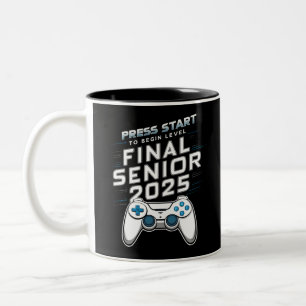 Senior 2025 Class of 2025 Gamer Video Games Two-Tone Coffee Mug