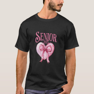 Senior 2025 coquette bow pink back to school cute  T-Shirt