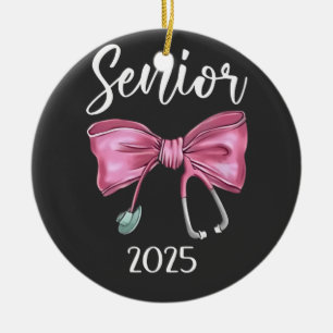Senior 2025 Coquette Class of 2025 Pink Bows Ceramic Tree Decoration
