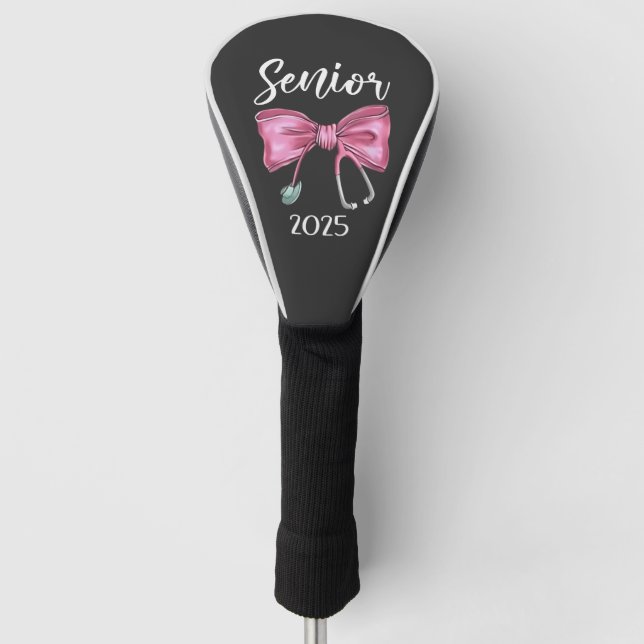 Senior 2025 Coquette Class of 2025 Pink Bows Golf Head Cover (Front)